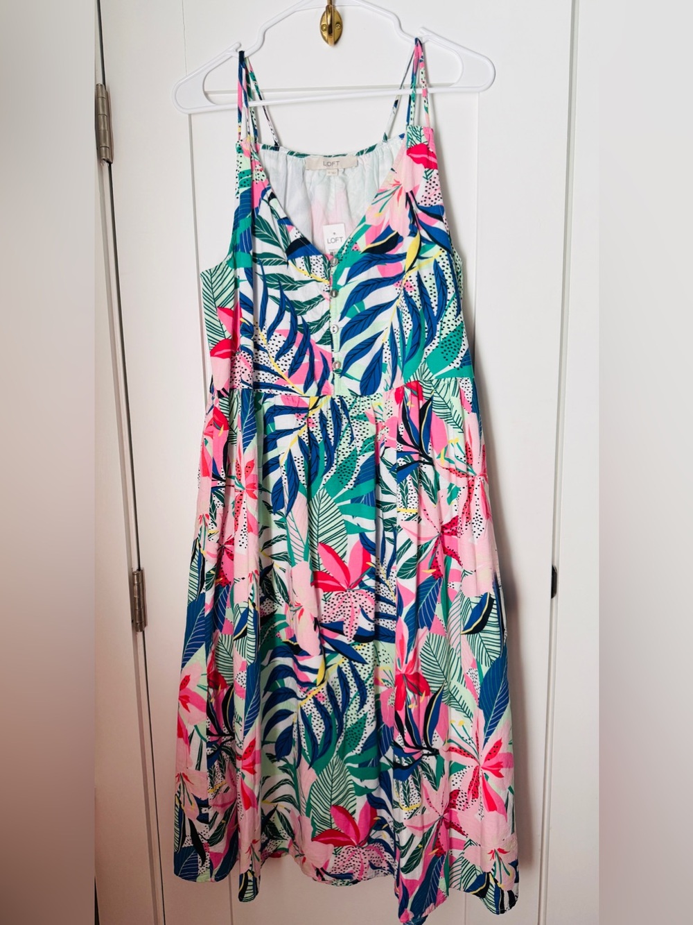Tropical/ Floral sundress by Loft. NWT. Bright and airy maxi silhouette. Size 12